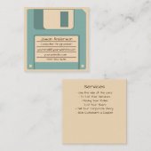 Retro blaue Diskette-Quadrat-Visitenkarte Rabattkarte (Vorne/Hinten)