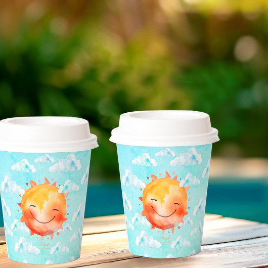 Retro Blaue Himmel Boho Glücklich Sonnenschein Bab Pappbecher