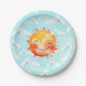 Retro Blaue Himmel Boho Glücklich Sonnenschein Bab Pappteller (Vorderseite)