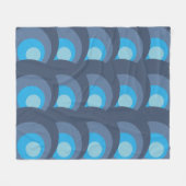 Retro Blaue Kreise Fleecedecke (Vorderseite (Horizontal))