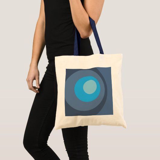 Retro Blaue Kreise Tragetasche (Vorderseite (Produkt))