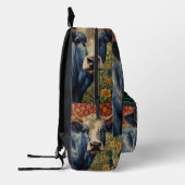 Retro Blaue Kuh im Sonnengarten Bedruckter Rucksack (Links)