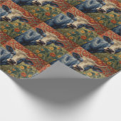 Retro Blaue Kuh im Sonnengarten Geschenkpapier (Ecke)