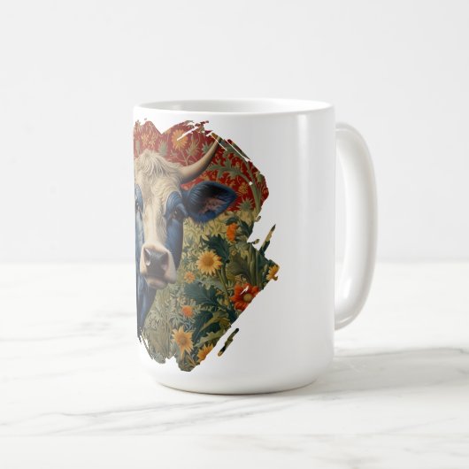 Retro Blaue Kuh im Sonnengarten Kaffeetasse (VorderseiteRechts)
