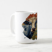 Retro Blaue Kuh im Sonnengarten Kaffeetasse (Vorderseite Links)