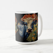 Retro Blaue Kuh im Sonnengarten Kaffeetasse (VorderseiteRechts)