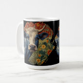 Retro Blaue Kuh im Sonnengarten Kaffeetasse (Vorderseite Links)
