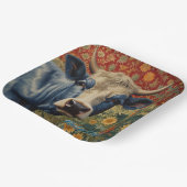 Retro Blaue Kuh im Sonnengarten Pappteller (Gewinkelt)