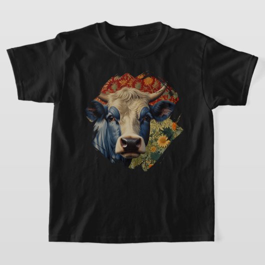 Retro Blaue Kuh im Sonnengarten T-Shirt (Ablage )