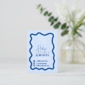 Retro blaue Kurve quiggle wavy Make-up Schönheit Visitenkarte (Stehend Vorderseite)