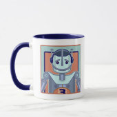 Retro blaue Roboter-Kinder Tasse (Links)