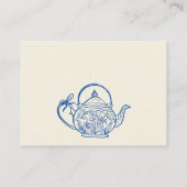 Retro-blaue, schicke Teekanne Bücher für die Babyd Begleitkarte (Rückseite)