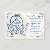 Retro-blaue, schicke Teekanne Bücher für die Babyd Begleitkarte (Vorderseite)