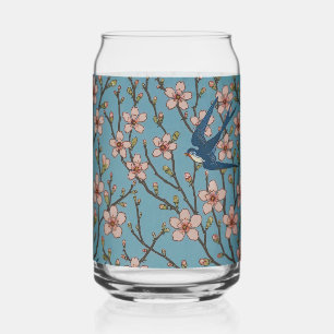 Retro-blaue Schwalbenmuster von Walter Crane Dosenglas