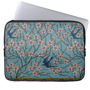 Retro-blaue Schwalbenmuster von Walter Crane Laptopschutzhülle