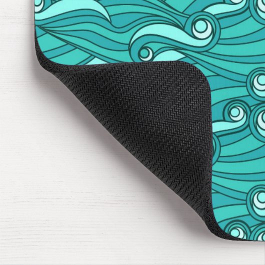 Retro-blaue Wellen doodle surf art Mousepad (Ecke)