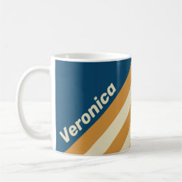 Retro Blaue Wellenstreifen mit Namen Kaffeetasse
