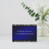 Retro blaue Zebra-Visitenkarte Visitenkarte (Stehend Vorderseite)