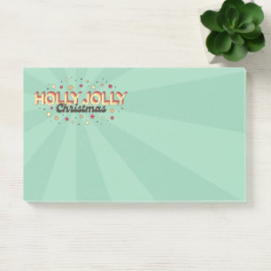 Retro-blauer Blitz-Farbtext „Holly Jolly Christmas Post-it Klebezettel