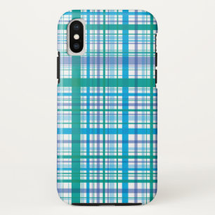 Retro blauer lila karierter Karo-Muster-Kasten Case-Mate iPhone Hülle