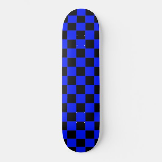 Retro blauer und schwarzer SchachbrettSkateboard Skateboard (Vorderseite)