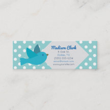 Retro blauer Vogel mit Tupfen-Visitenkarten