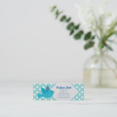 Retro blauer Vogel mit Tupfen-Visitenkarten Mini Visitenkarte (Stehend Vorderseite)