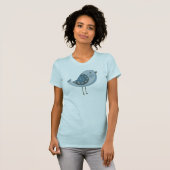 Retro blauer Vogel T-Shirt (Vorne ganz)
