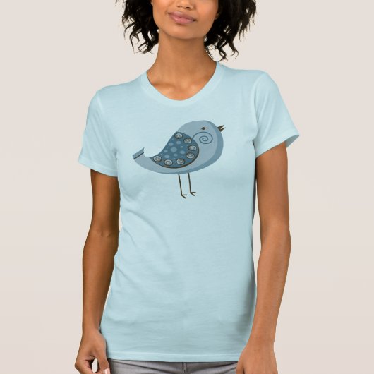 Retro blauer Vogel T-Shirt (Vorderseite)