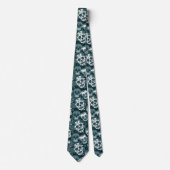Retro-blauer Zuckerschädel-Blumen-Ornamentalmuster Krawatte (Vorderseite)