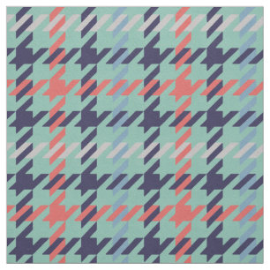 Retro-blaues aquamarines Korallen-Hahnentrittmuste Stoff