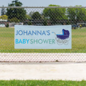 RETRO BLAUES BABYPRAM (BABYPARTY) BANNER (Insitu)