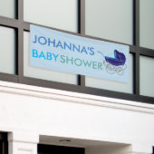 RETRO BLAUES BABYPRAM (BABYPARTY) BANNER (Äußeres Gebäude)