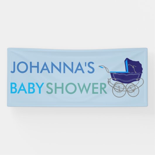 RETRO BLAUES BABYPRAM (BABYPARTY) BANNER (Horizontal)