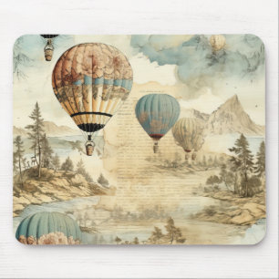 Retro Blaues Ballon Antike Reiseland Mousepad