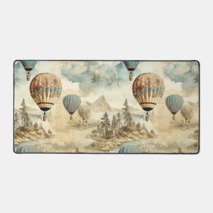 Retro Blaues Ballon Antike Reiseland Schreibtischunterlage