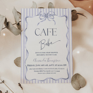 Retro Blaues Band Cafe Bebe Boy Kaffee Baby Shower Einladung