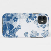 Retro-blaues Blumenmuster Case-Mate iPhone Hülle (Rückseite (Horizontal))