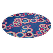 Retro Blaues Blumenmuster Schneidebrett (Ecke)
