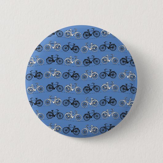 Retro blaues Fahrrad-Muster Button (Vorderseite)