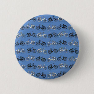 Retro blaues Fahrrad-Muster Button