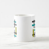 Retro blaues, grünes, graues abstraktes kaffeetasse (Mittel)