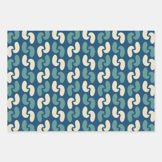 Retro-blaues Muster Geschenkpapier Set (Vorderseite 2)