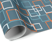 Retro-blaues Quadratmuster-Geschenkpapier  Geschenkpapier (Rolleneckpunkt)