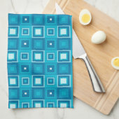 Retro blaues Quadratmuster Handtuch (Viertel Falte)