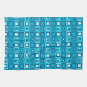 Retro blaues Quadratmuster Handtuch