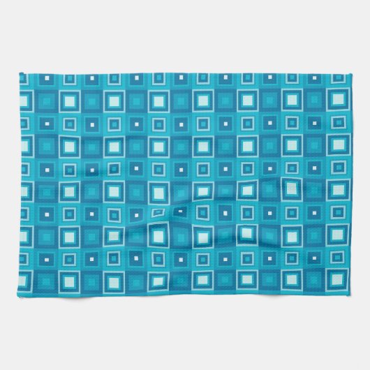 Retro blaues Quadratmuster Handtuch (Horizontal)