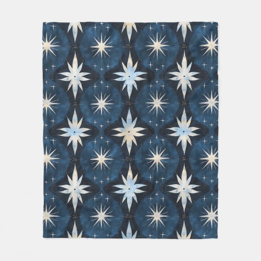 Retro-blaues Sternexplosion Fleecedecke (Vorderseite)