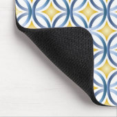 Retro blaues u. gelbes Muster Mousepad (Ecke)