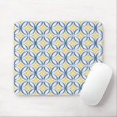 Retro blaues u. gelbes Muster Mousepad (Mit Mouse)